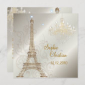 Invitation PixDezines LA TOUR EIFFEL/PARIS/CRYSTAL CHANDELIER (Devant / Derrière)