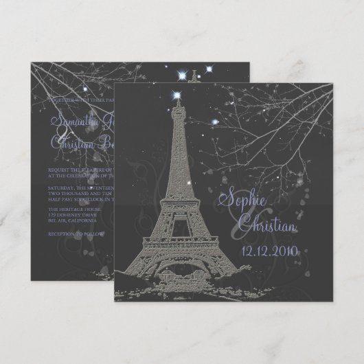 Invitation PixDezines La Tour Eiffel+Spirales (Devant / Derrière)