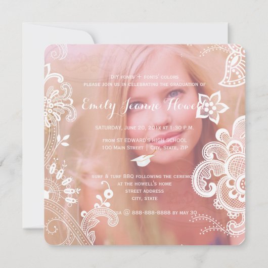 Invitation PixDezines lace/2014 Grads/do-it-yourself polices (Dos)