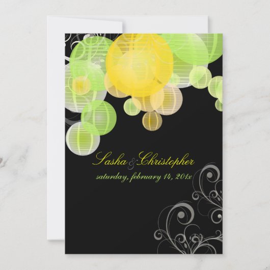 Invitation PixDezines lanternes jaune+vert (Devant)
