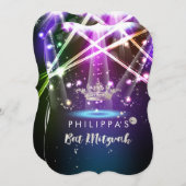 Invitation PixDezines Laser Lights/Faux Argent Couronne (Devant / Derrière)