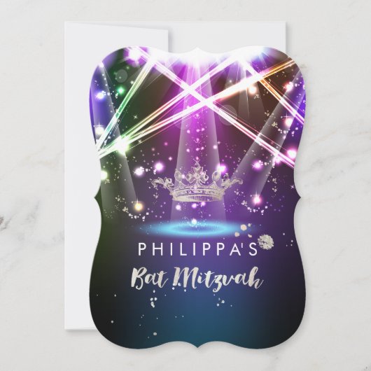 Invitation PixDezines Laser Lights/Faux Argent Couronne (Devant)