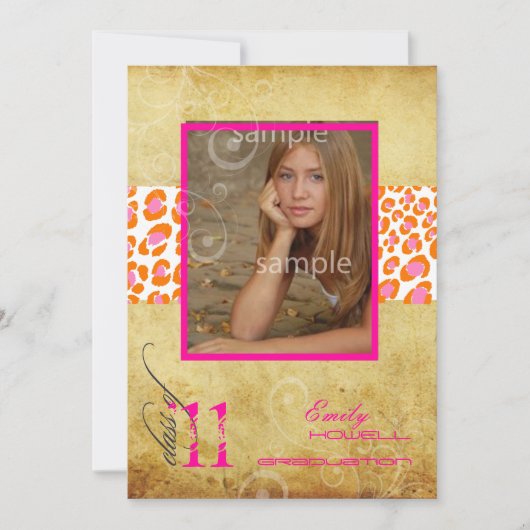 Invitation PixDezines, Leopard rose (Devant)