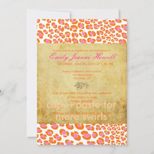 Invitation PixDezines, Leopard rose (Dos)
