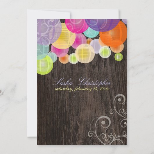 Invitation PixDezines ligneux et lanternes fiesta (Devant)