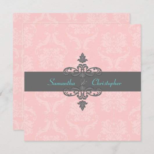 Invitation PixDezines Liliana Damask/DO-IT-YOURSELF Couleurs/ (Devant / Derrière)