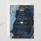 Invitation PixDezines Lohri Célébration Marine Blue Agate Or (Dos)