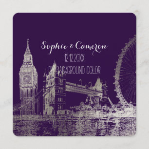 Invitation PixDezines London/Faux Silver Foil/arrière - plan