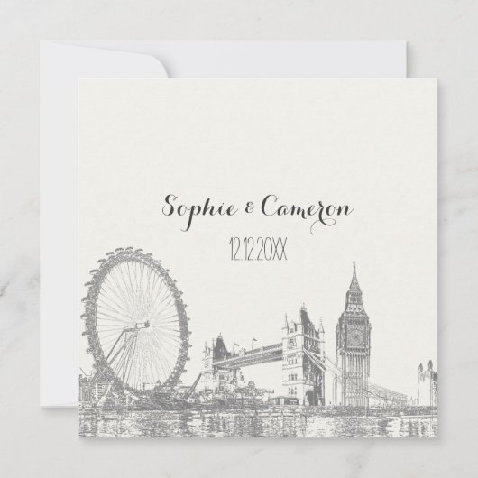 Invitation PixDezines Londres/couleur de fond DIY (Devant)