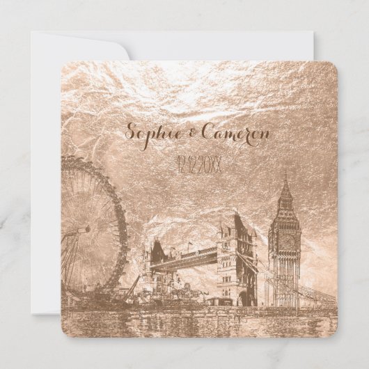 Invitation PixDezines londres urbain/faux feuille (Devant)