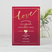 Invitation PixDezines Love Faux Gold/Red Velvet (Debout devant)