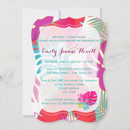 Invitation PixDezines Luau Graduation/Rainforest (Dos)