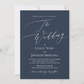 Invitation PixDezines Luxe Calligraphy Navy Blue Wedding (Devant)
