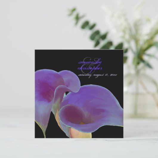 Invitation PixDezines lys calla violet/do-it-yourself (Debout devant)