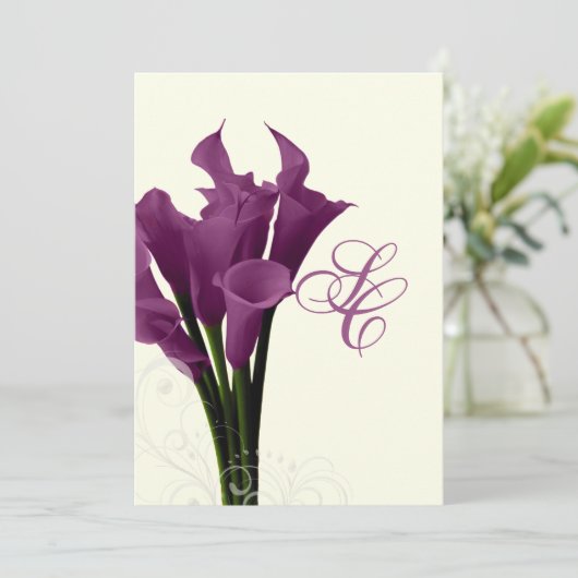 Invitation PixDezines lys calla violet/do-it-yourself (Debout devant)