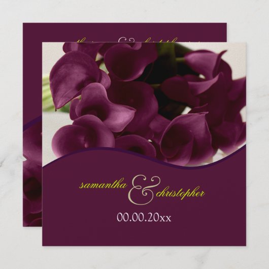 Invitation PixDezines lys calla violet/do-it-yourself (Devant / Derrière)