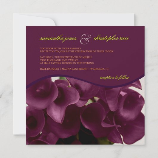 Invitation PixDezines lys calla violet/do-it-yourself (Dos)