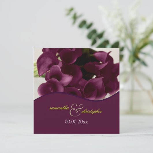 Invitation PixDezines lys calla violet/do-it-yourself (Debout devant)