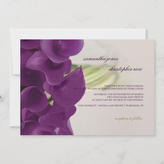 Invitation PixDezines lys calla violet/do-it-yourself (Dos)