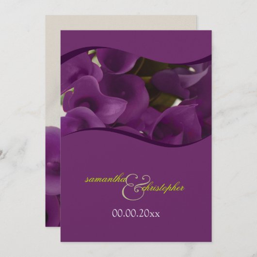Invitation PixDezines lys calla violet/do-it-yourself (Devant / Derrière)