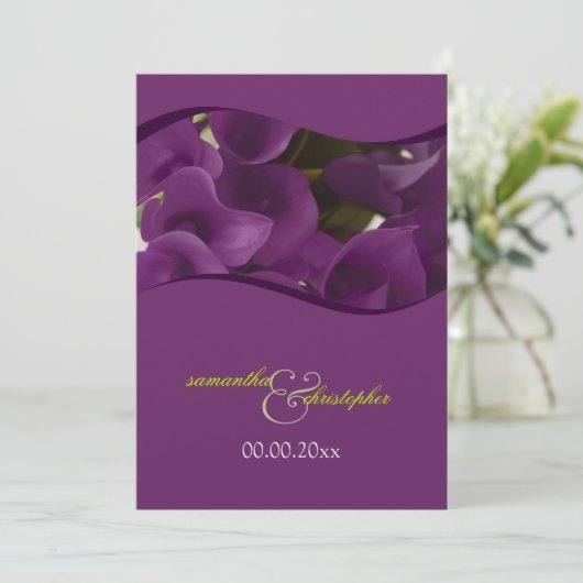 Invitation PixDezines lys calla violet/do-it-yourself (Debout devant)