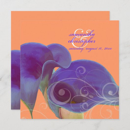 Invitation PixDezines lys calla violet/do-it-yourself (Devant / Derrière)