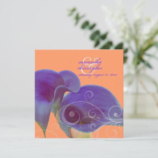 Invitation PixDezines lys calla violet/do-it-yourself (Debout devant)