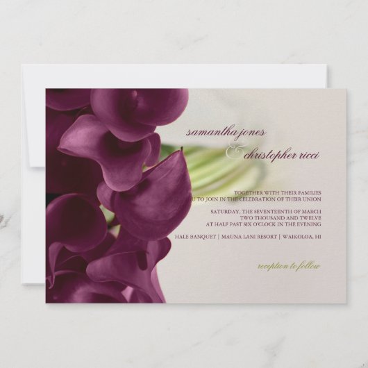 Invitation PixDezines lys calla violet/do-it-yourself (Dos)