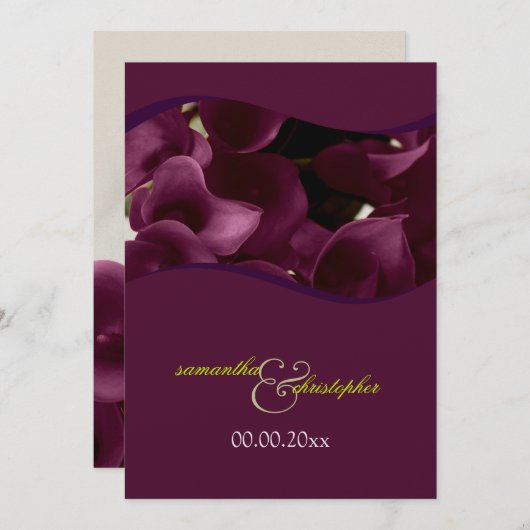 Invitation PixDezines lys calla violet/do-it-yourself (Devant / Derrière)