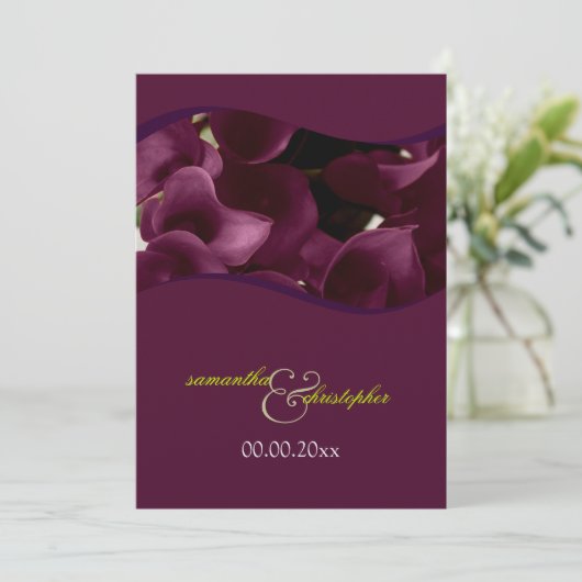 Invitation PixDezines lys calla violet/do-it-yourself (Debout devant)