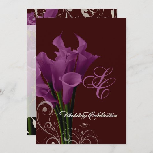 Invitation PixDezines lys calla violet/do-it-yourself (Devant / Derrière)