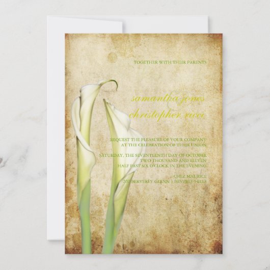 Invitation PixDezines Lys Vintages White Calla (Dos)