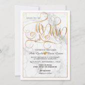 Invitation PixDezines M. Mme Faux Gold Fancy Script+Marble (Devant)