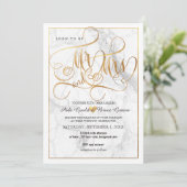 Invitation PixDezines M. Mme Faux Gold Fancy Script+Marble (Debout devant)
