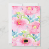 Invitation PixDezines Marble+Aquarelle Fleurs/Baptême (Dos)