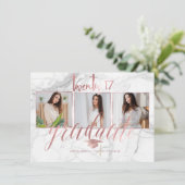 Invitation PixDezines Marble Faux Rose Gold 2017 Graduation (Debout devant)