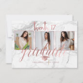 Invitation PixDezines Marble Faux Rose Gold 2017 Graduation (Devant)