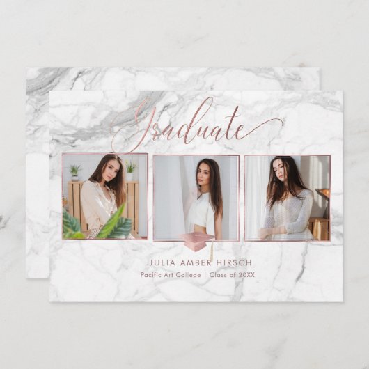 Invitation PixDezines Marble Faux Rose Gold 2018 (Devant / Derrière)