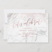 Invitation PixDezines Marble Faux Rose Gold 2018 Diplômé (Dos)