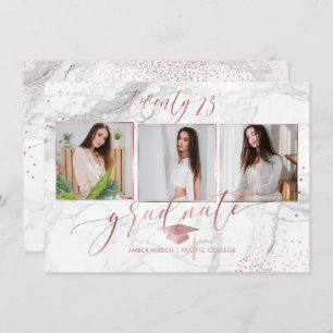 Invitation PixDezines Marble Faux Rose Gold 2018 Graduation
