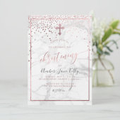 Invitation PixDezines Marble+Faux Rose Gold/Christening (Debout devant)