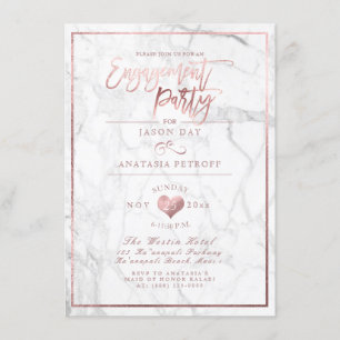 Invitation PixDezines Marble/Faux Rose Gold/Engagement Party