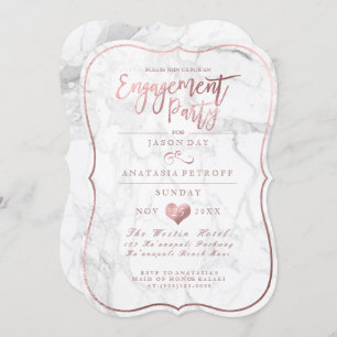Invitation PixDezines Marble/Faux Rose Gold/Engagement Party