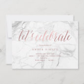 Invitation PixDezines Marble Faux Rose Gold Graduation (Dos)