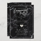Invitation PixDezines Marble/Faux Silver/Engagement Party (Devant / Derrière)