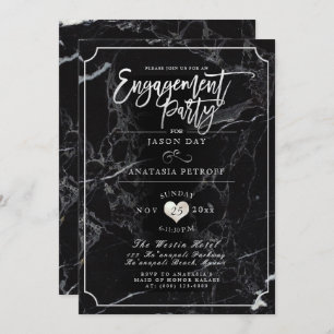 Invitation PixDezines Marble/Faux Silver/Engagement Party