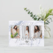 Invitation PixDezines Marble Faux Silver Graduation (Debout devant)