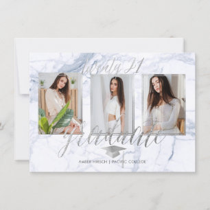 Invitation PixDezines Marble Faux Silver Graduation
