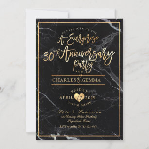 Invitation PixDezines Marble+Or/Surprise 30e anniversaire