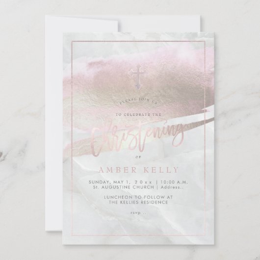 Invitation PixDezines Marble+Platine rose-Bleu (Devant)